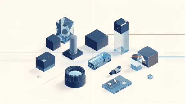 Illustration optischer, photonischer und laserbezogener Präzisionskomponenten.